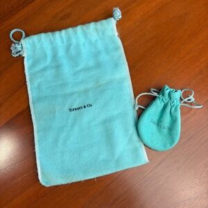 Tiffany & Co. Turquoise Blue Large and Small Drawstring Jewelry Pouches